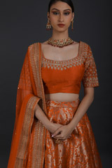 Orange Banarasi Lehengauntitled (5 of 9)